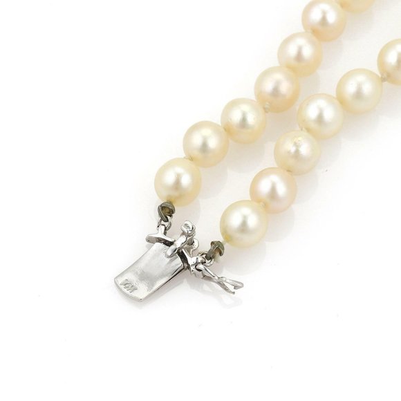 Vintage 14k WGold Double Strand Pearls Necklace - Picture 4 of 4